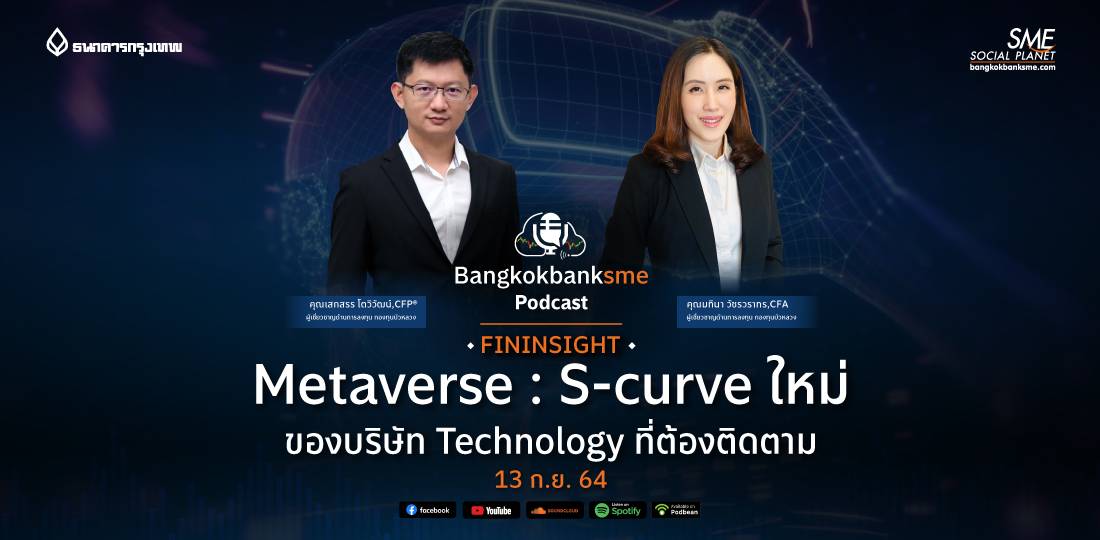 Fininsight ตอน “Metaverse : S-Curve ใหม่ของบริษัท Technology ที่ต้องติดตาม” Fininsight ตอน “Metaverse : S-Curve ใหม่ของบริษัท Technology ที่ต้องติดตาม”