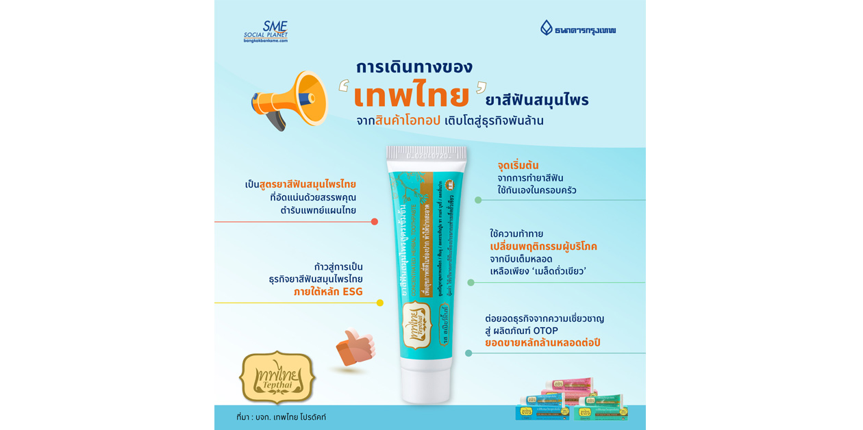 'เทพไทย' ยาสีฟันสมุมไพร จากสินค้าโอทอป สู่ธุรกิจพันล้าน