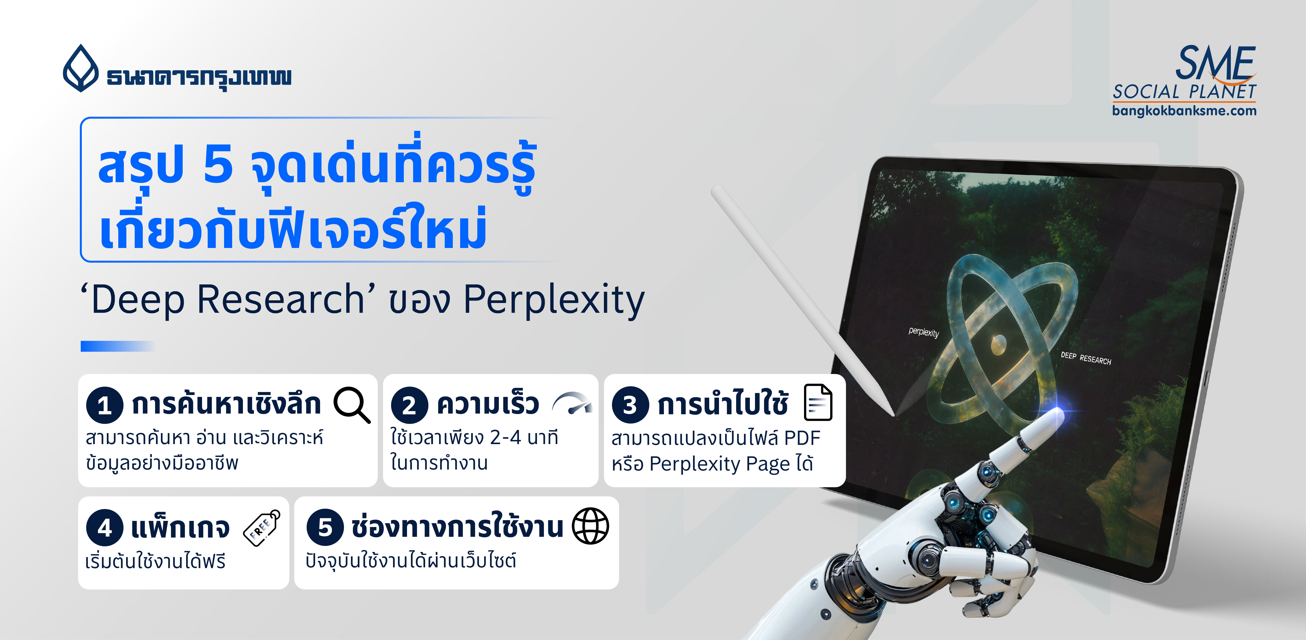 สรุป 5 จุดเด่นที่ควรรู้เกี่ยวกับฟีเจอร์ใหม่ ‘Deep Research’ ของ Perplexity