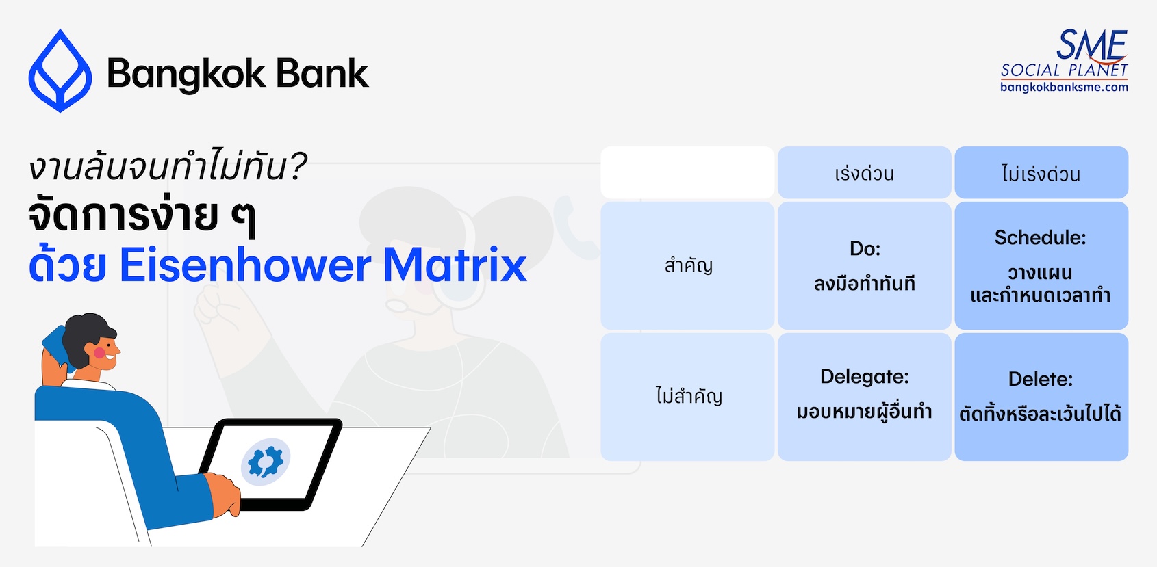 งานล้นจนทำไม่ทัน? จัดการง่าย ๆ ด้วย Eisenhower Matrix