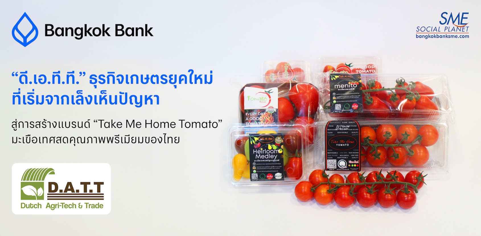 “ดี.เอ.ที.ที.” ธุรกิจเกษตรยุคใหม่ที่เริ่มจากเล็งเห็นปัญหา  สู่การสร้างแบรนด์ “Take Me Home Tomato” มะเขือเทศสดคุณภาพพรีเมียมของไทย